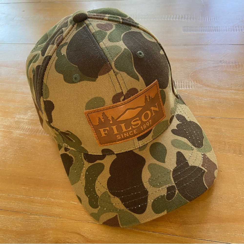 Filson Logger Cap - New With Tags - Light Shrub Camo / Scenic Leather Patch